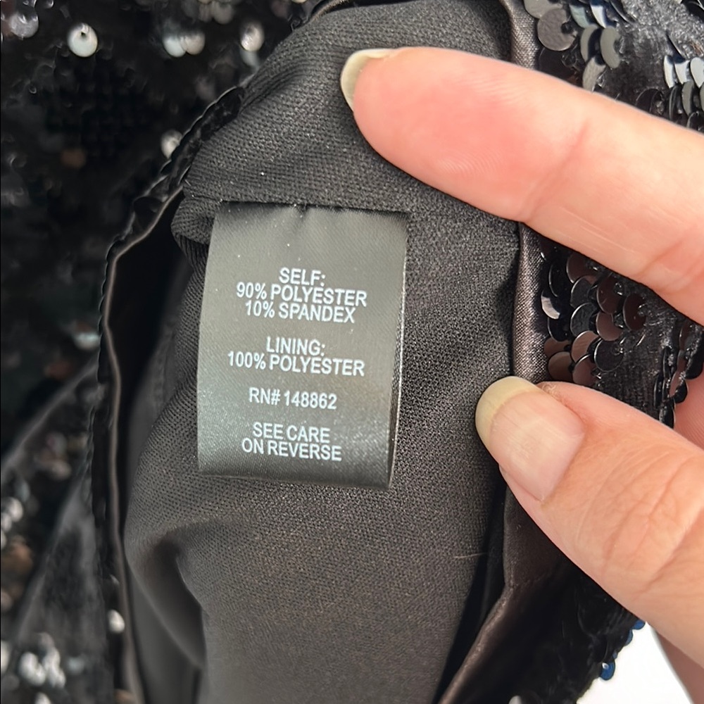 Torrid Black Sequin Mini Dress Long Sleeve‎ V-Neck Sheath - Picture 3 of 11